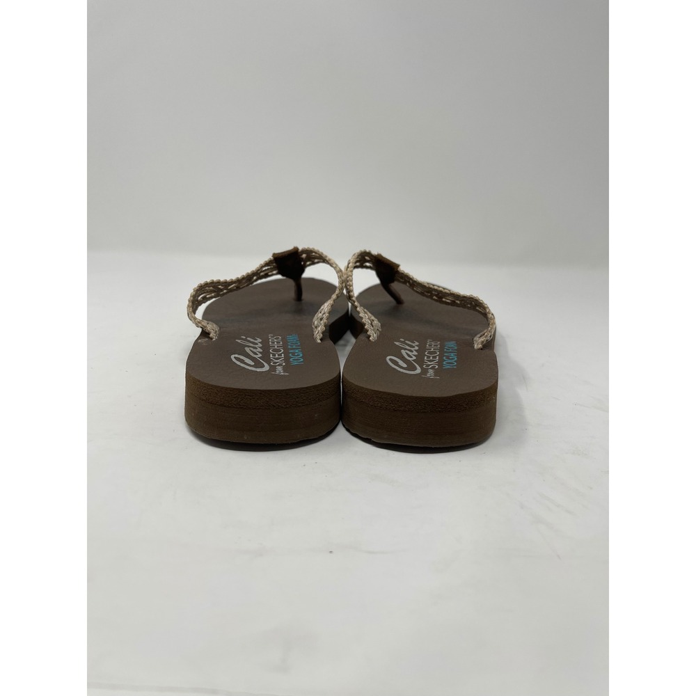 Skechers Cali Yoga Foam Flip Flops Women's 8 Brown Woven Macrame Sandals - Picture 4 of 9